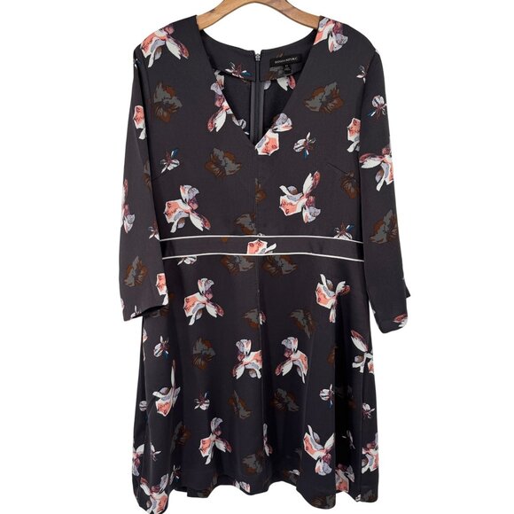 Banana Republic Womens Floral Print Dress Size 14 soft Black Pink - Picture 2 of 14